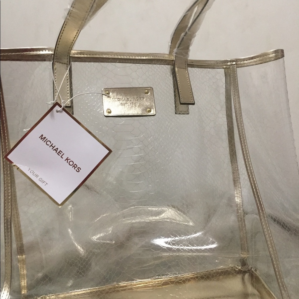 New Michael Kors clear snakeskin tote bag